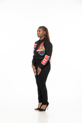 Delta Sigma Theta Black Graffiti Wool Crop Jacket