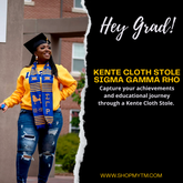 Sigma Gamma Rho READY TO SHIP Kente Cloth Graduation Stole w/ Garment Care Bag
