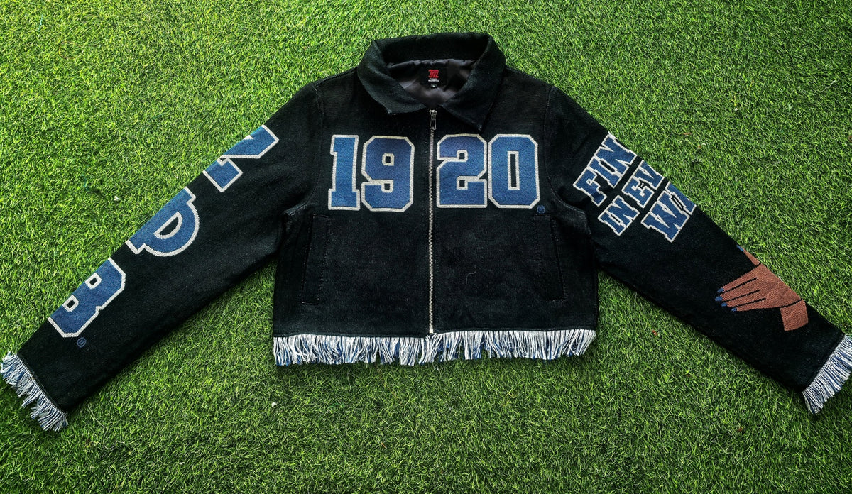 Zeta Phi Beta Black 1920 Tapestry Cropped Jacket