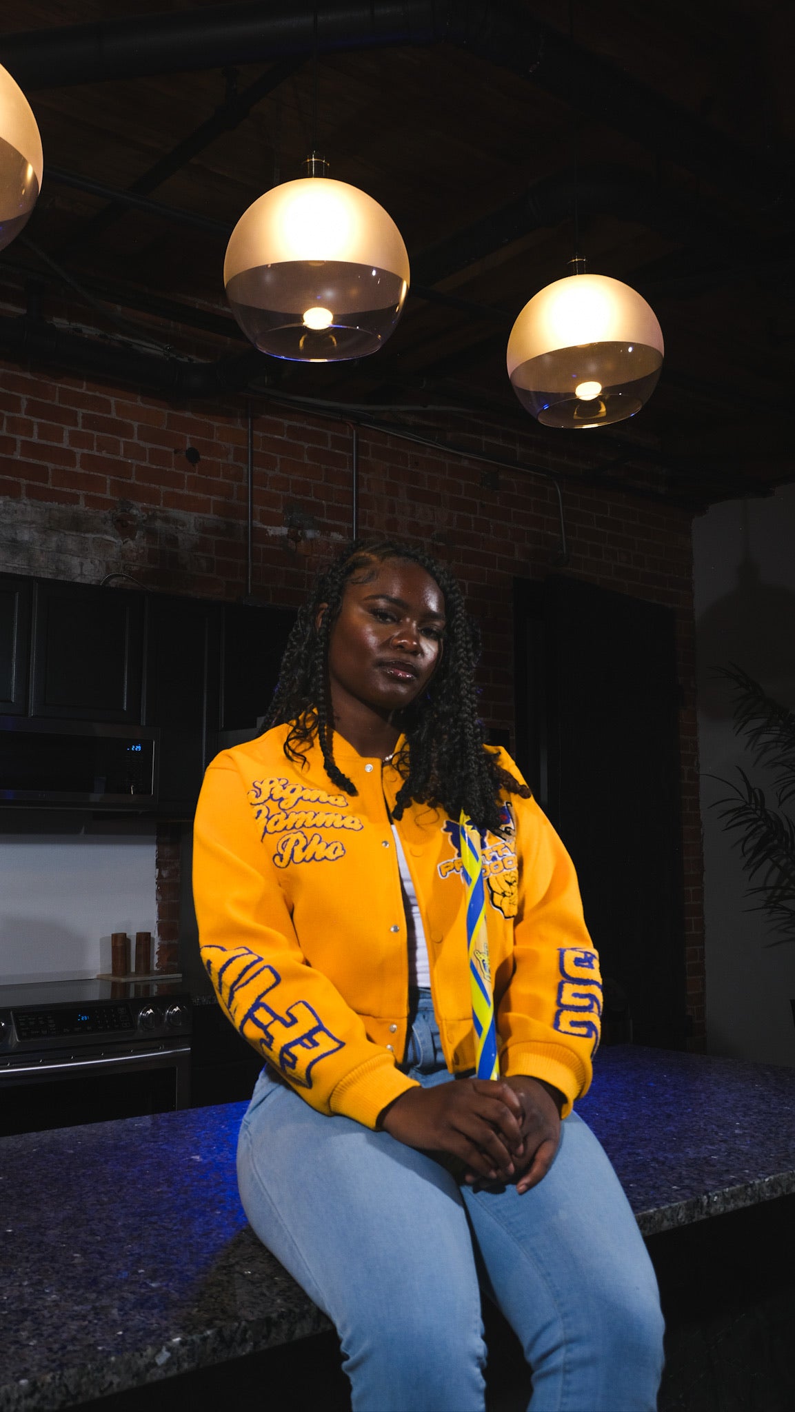 Sigma Gamma Rho Yellow Gold Graffiti Wool Crop Jacket