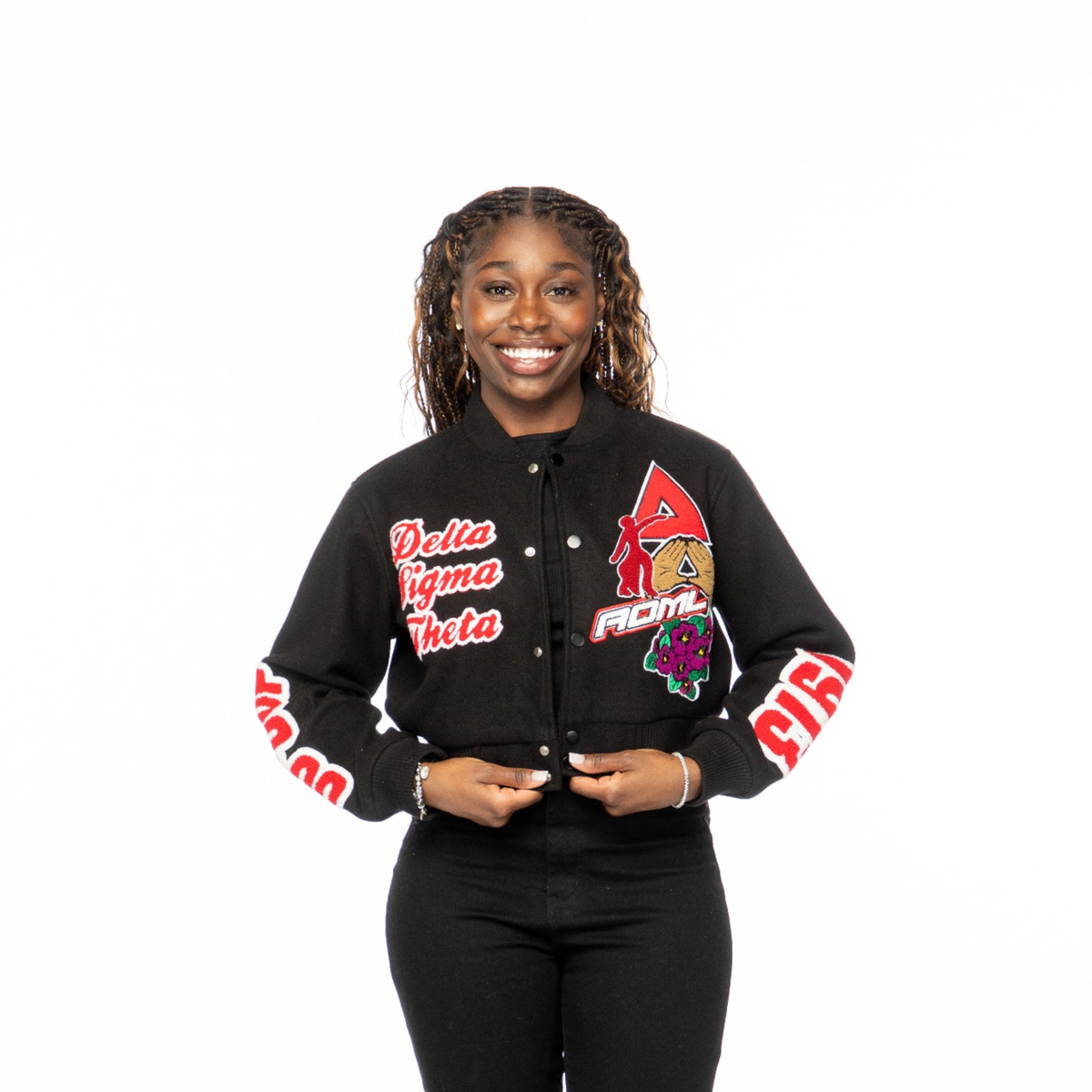 Delta Sigma Theta Black Graffiti Wool Crop Jacket