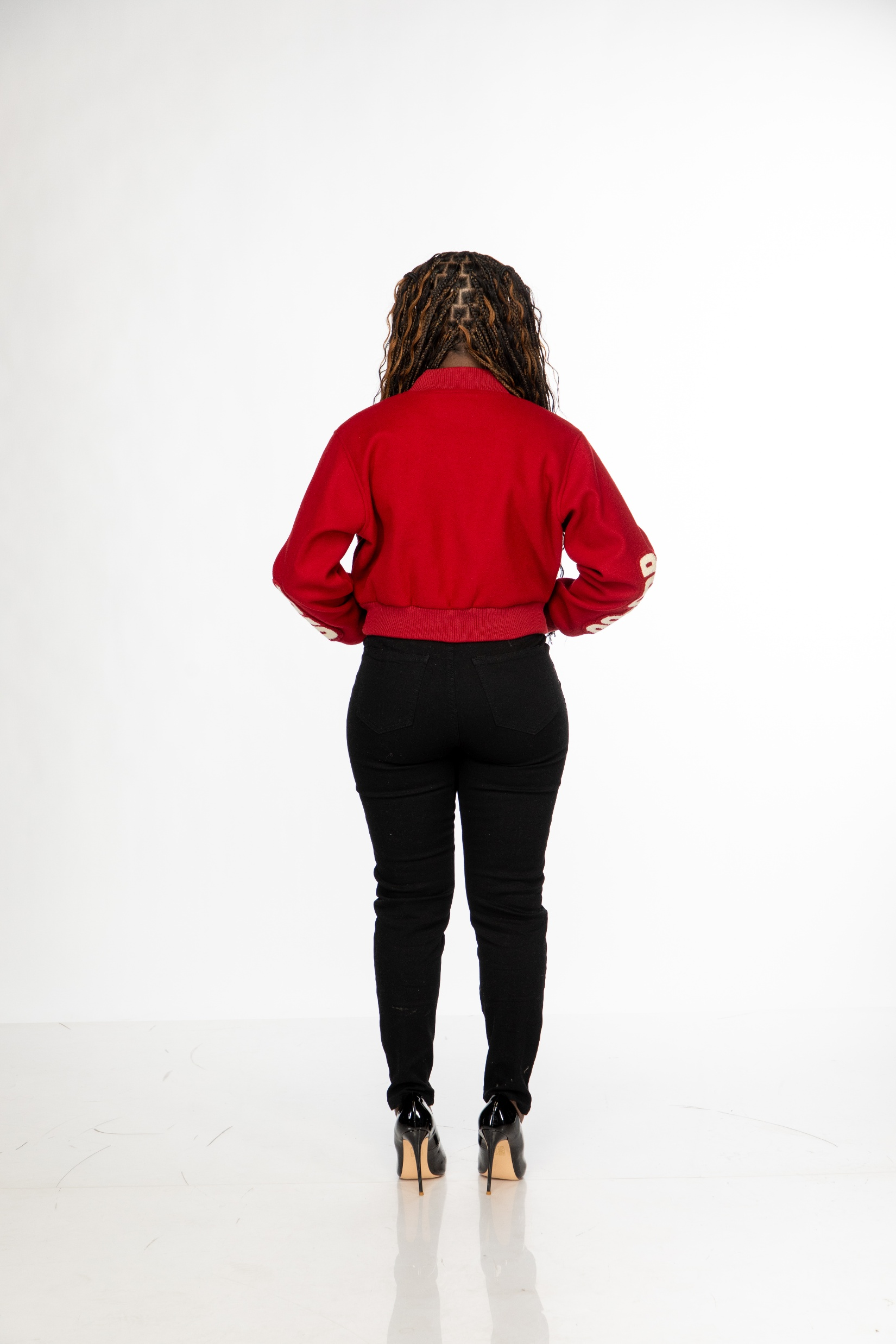 Delta Sigma Theta Crimson Graffiti Wool Crop Jacket