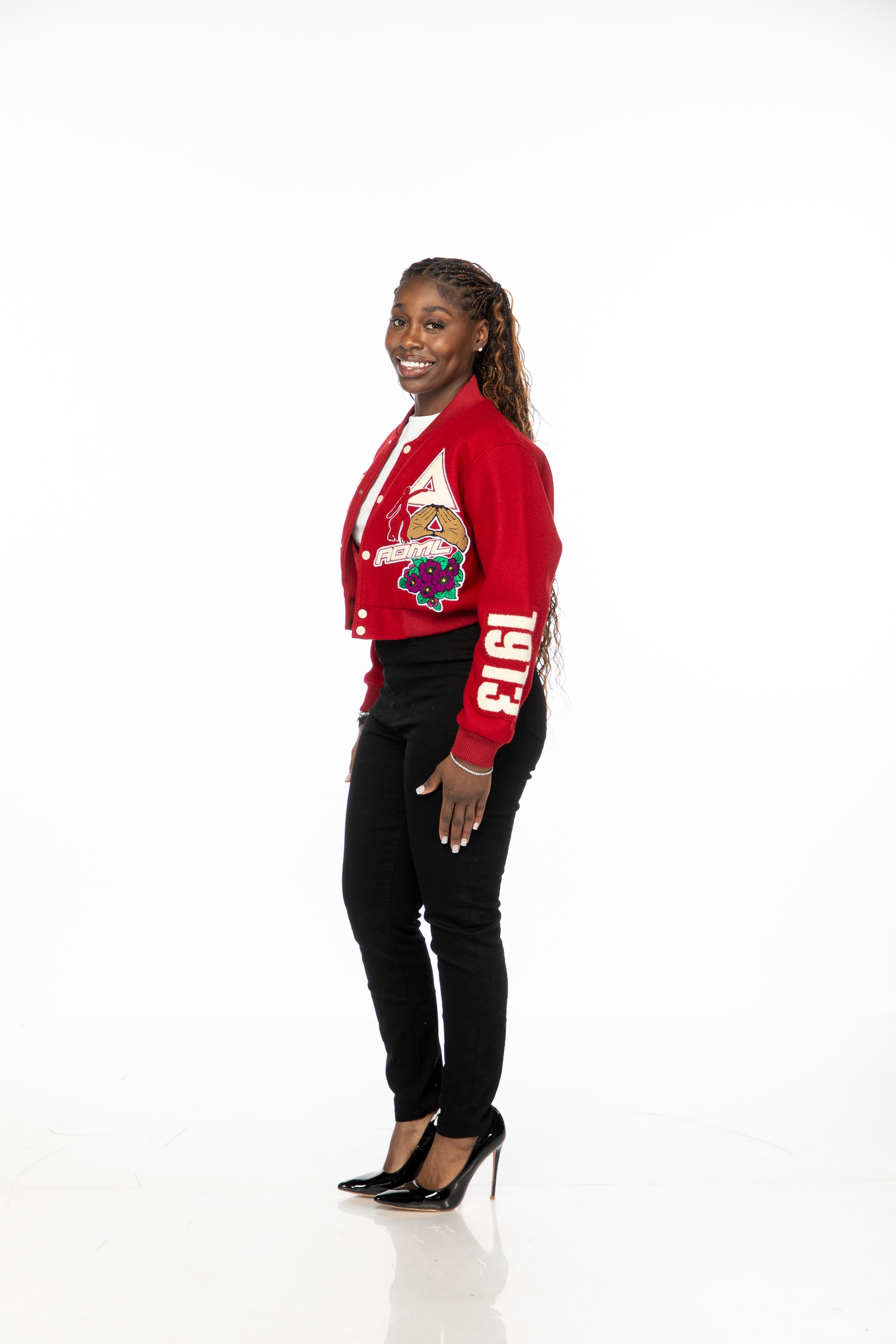 Delta Sigma Theta Crimson Graffiti Wool Crop Jacket