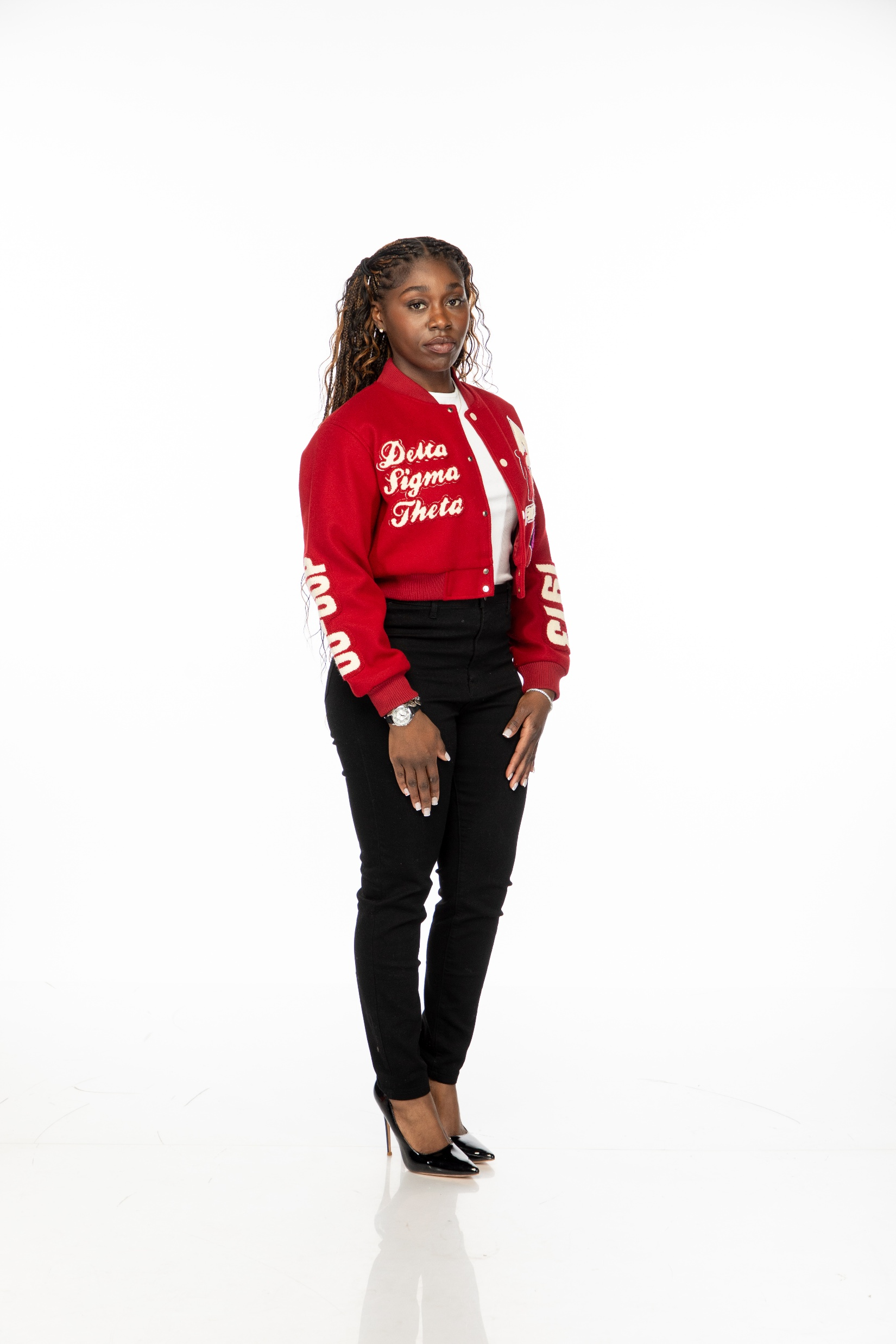 Delta Sigma Theta Crimson Graffiti Wool Crop Jacket