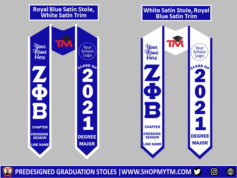 Zeta Phi Beta Custom Predesigned Graduation Stole w/ Garment Care Bag