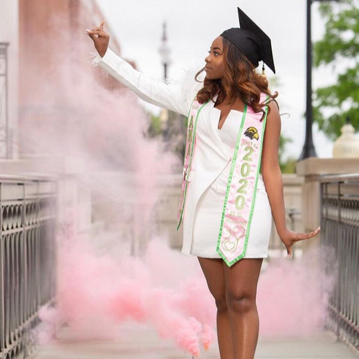 Alpha Kappa Alpha Custom Predesigned Graduation Stole w/ Garment Care Bag