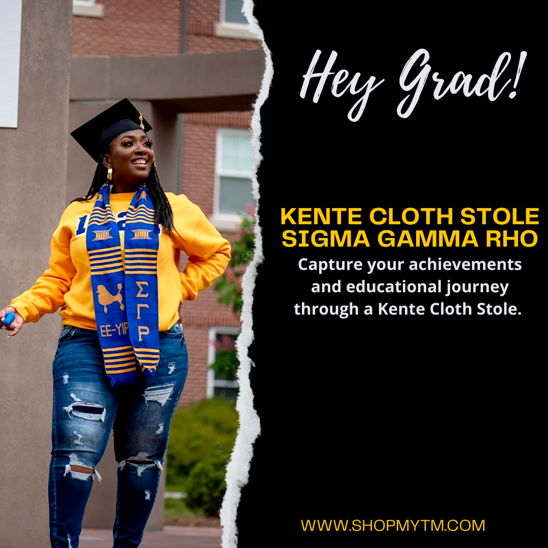 READY TO SHIP Sigma Gamma Rho Kente Cloth Graduation Stole w/ Garment Care Bag