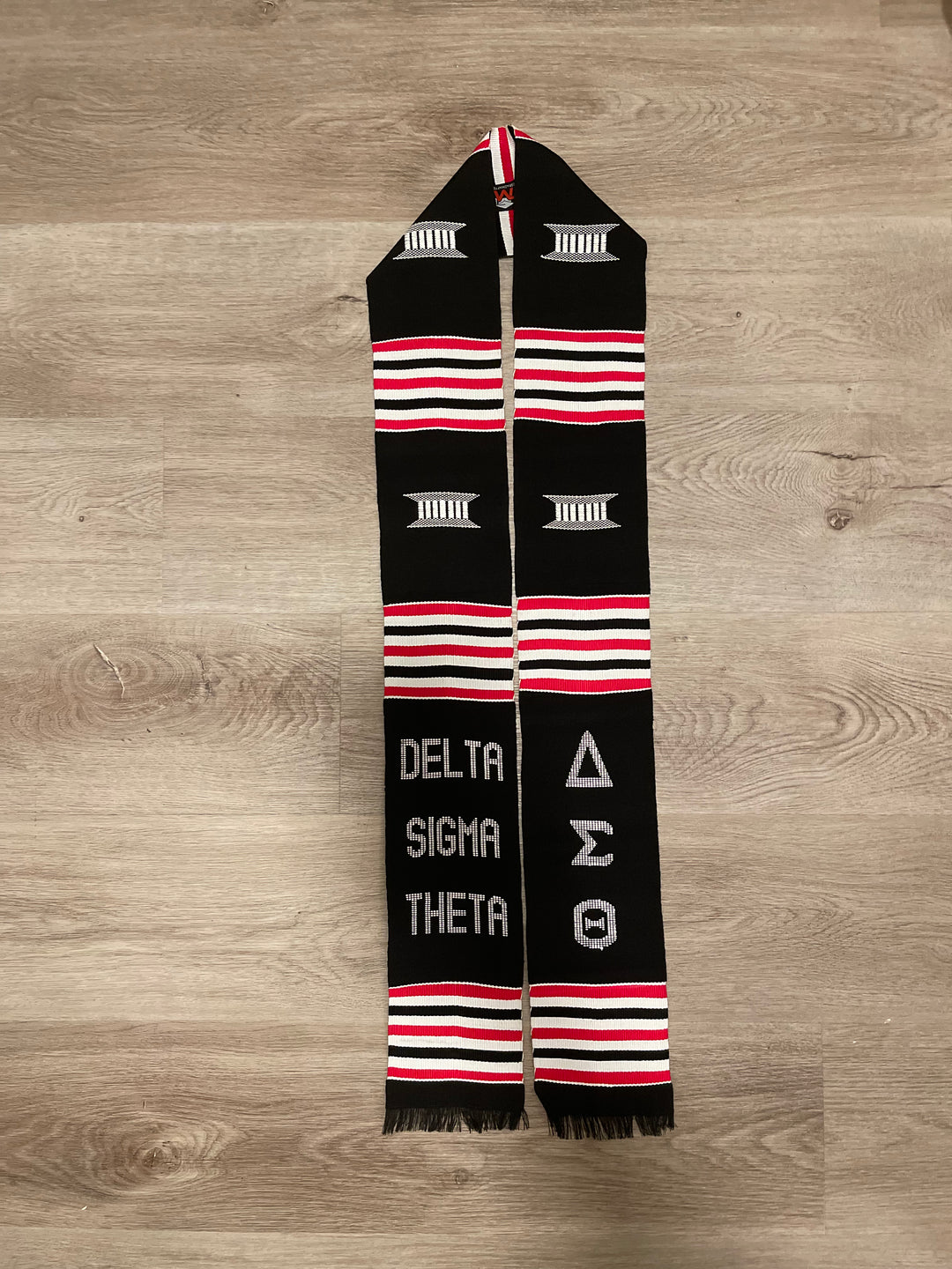 Delta Sigma Theta Kente Cloth Graduation Stole w/ Garment Care Bag